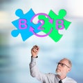 Businessman drawing b2b concept Royalty Free Stock Photo