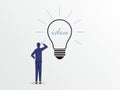 Businessman drawing bulb light concept. New idea, creativity and solution symbol vector illustration Royalty Free Stock Photo