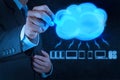 Businessman drawing a Cloud Computing diagram on the new compute Royalty Free Stock Photo