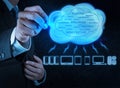 Businessman drawing a Cloud Computing diagram on the new compute Royalty Free Stock Photo