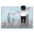 Businessman Drawing Company Progress Color Illustration