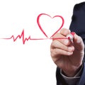 Businessman drawing heart breath line Royalty Free Stock Photo