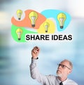 Businessman drawing share ideas concept