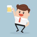 Businessman drink beer, vector illustion flat design style.