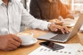 Businessman drink coffee break in morning before meeting