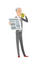 Businessman drinking coffee and reading newspaper. Royalty Free Stock Photo