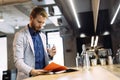 Businessman drinking water Royalty Free Stock Photo