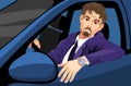 Businessman driving car