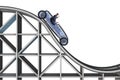 The businessman driving sports car on roller coaster