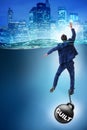 The businessman drowning under the burden of sin and guilt Royalty Free Stock Photo