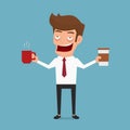 Businessman drowsiness want to drink coffee. Coffee addicted. Royalty Free Stock Photo