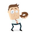 Businessman eating a delicious donut