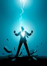 Businessman electrically charged by thunder strike Royalty Free Stock Photo