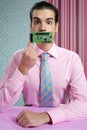 Businessman with electronic circuit in face Royalty Free Stock Photo