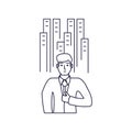 businessman elegant with cityscape isolated icon