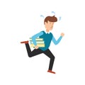 businessman elegant running with books