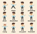 Businessman emotions set vector design illustration