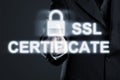 Businessman enabling ssl certificate secure connection to intern