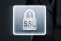 Businessman enabling ssl secure connection to internet network s