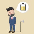 Businessman Energy Charging Color Illustration