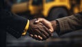 Businessman and Engineer Shaking Hands on Construction Site Ã¢â¬â Success in Collaboration Royalty Free Stock Photo