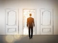 Businessman entering a drawn door Royalty Free Stock Photo