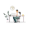 Financer working in office vector illustration