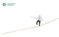 Businessman in equilibrium on the rope on white background illus