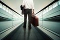 Businessman on escalator