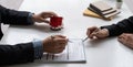 Businessman and estate agent signing a document for house deal Royalty Free Stock Photo