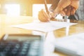 Businessman and estate agent signing a document for house deal, Royalty Free Stock Photo