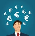 Businessman with Euro icon vector illustration Royalty Free Stock Photo