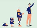 Businessman evolution from robots