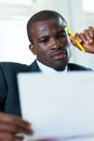 Businessman examining documents