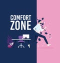 Businessman exit from comfort zone Royalty Free Stock Photo