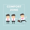 Businessman exit from comfort zone.
