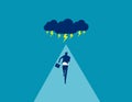 Businessman facing storm. Concept business vector illustration, Storm Cloud, Challenge, Risk