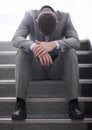 Businessman, failure or job loss in company or sad, rejection or thinking of career crisis. Salesman, sad and mental Royalty Free Stock Photo