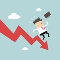 Businessman On Falling Down Chart. Royalty Free Stock Photo