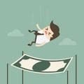 Businessman falling into a financial safety net. Royalty Free Stock Photo