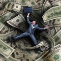 Businessman falling into financial tunnel Royalty Free Stock Photo