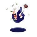 Businessman falling into pitfall. business trap concept - vector Royalty Free Stock Photo