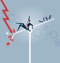 Businessman falling from a seesaw, Work Life Imbalance - Business concept vector