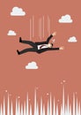 Businessman falling to the needle