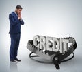 Businessman falling into the trap of loan credit Royalty Free Stock Photo