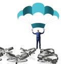 Businessman falling into trap on parachute Royalty Free Stock Photo