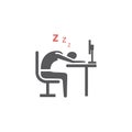 Businessman falls asleep on the work. flat icon Royalty Free Stock Photo