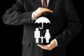 Businessman, family/ life insurance concept