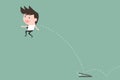 Businessman Fast Jumping to goal. success concept.