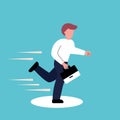 The businessman fast to work. Vector illustration.